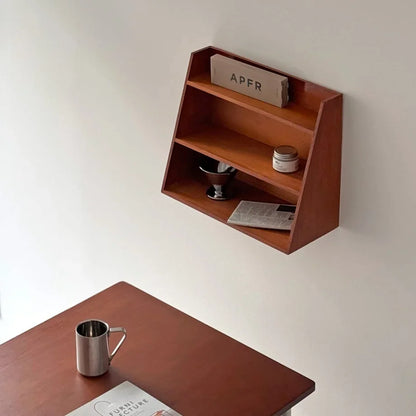 Natural Grain Slanted Wood Wall Shelf