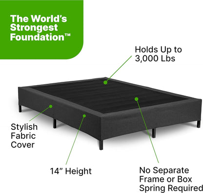 Ghostbed Mattress Foundation & Box Spring in One - Metal Platform Bed Frame with Steel Slat Support, Fabric Cover & Headboard Brackets - California King Bed Frames Bedroom Furniture Beds Frames & Bases Furniture Home & Kitchen