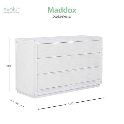 Evolur Maddox Double Dresser, Weathered White Bedroom Furniture Dressers Furniture Home & Kitchen