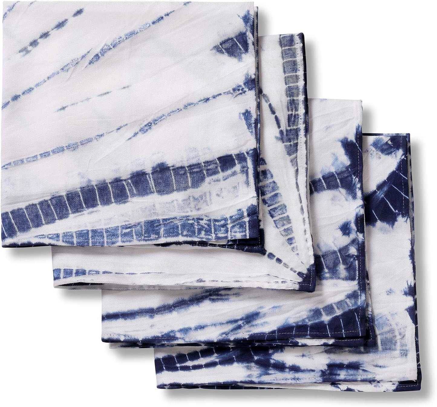 Folkulture Cloth Napkins for Dining Table or Cotton Dinner Napkins, Set of 4 Blue Shibori Reusable Napkins, 20-Inch by 20-Inch Cloth Napkins Home & Kitchen Kitchen & Dining Kitchen & Table Linens