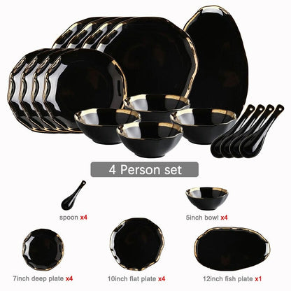 Nora Black White Luxury Dinnerware Set