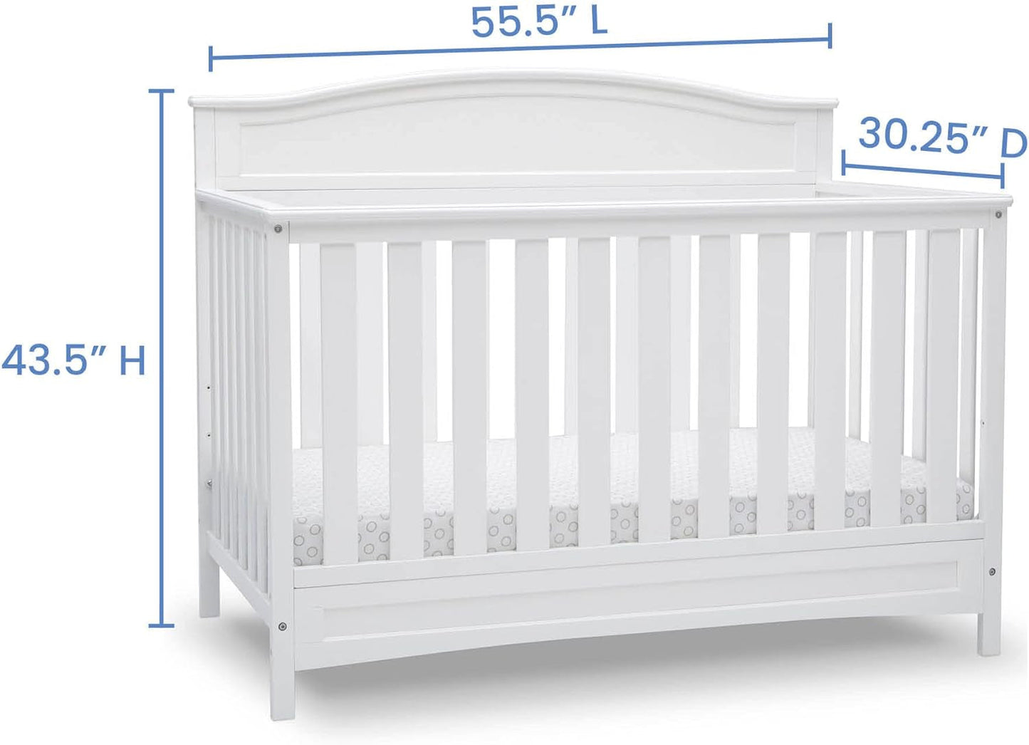 Emery Deluxe 6-In-1 Convertible Crib, Greenguard Gold Certified, Bianca White Baby Products Convertible Cribs Furniture Infant & Toddler Beds Nursery