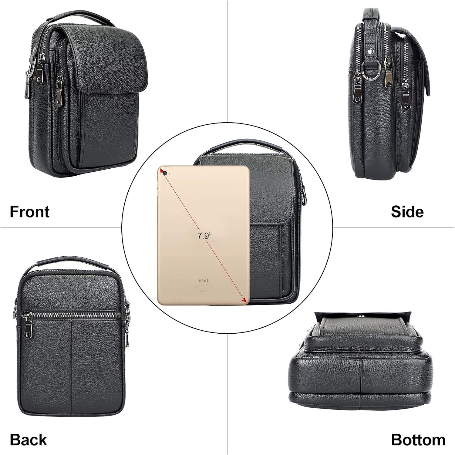 Leather Small Messenger Bag for Men Crossbody Handbag Shoulder Sling Travel Bags for Men Purse Daypack Magnetic Buckle Clothing Luggage & Travel Gear Messenger Bags Shoes & Jewelry