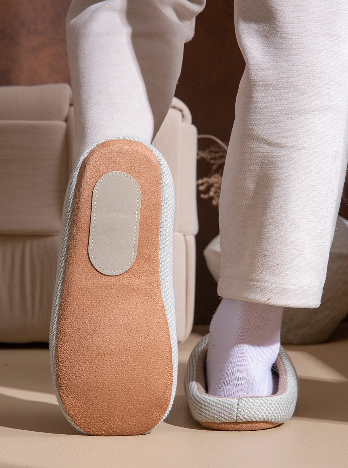 Soft Ribbed Cotton House Slippers