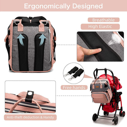 3 in 1 Diaper Bag Backpack with Changing Station, Baby Bags for Girls Boys, Newborn Baby Shower Gifts, Large Capacity Mommy Bag with USB Charging Port Baby Products Backpacks Diaper Bags Diapering