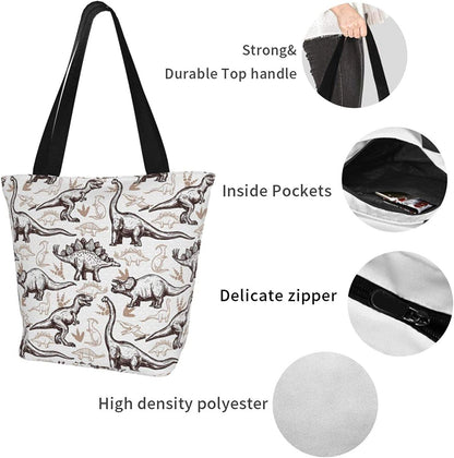 Antcreptson Dinosaurs Footprint Decorative Canvas Tote Bag for Woamen Travel Work Shopping Grocery Top Handle Purses Large Totes Reusable Handbags Cotton Shoulder Bags Home & Kitchen Kitchen & Dining Luggage & Bags Reusable Grocery Bags Shopping Totes Storage & Organization Travel & To-Go Food Containers