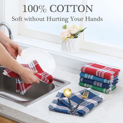 Kitchen Towels, 8-Piece Set of Four Colors, 16" × 26", 100% Cotton Reusable Dish Towels, Soft and Ultra Absorbent Washcloths Rags, Remove Oil Dish Cloths & Dish Towels Home & Kitchen Kitchen & Dining Kitchen & Table Linens