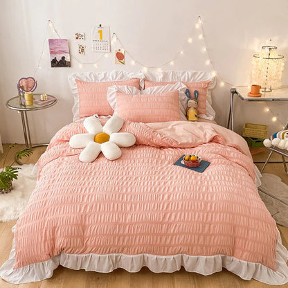 Ribbed Softie Bedding Set AESTHETIC_Boho AESTHETIC_Soft Girl bed sheet bedsheets ruffles SUB CATEGORY_Bedding Sets white