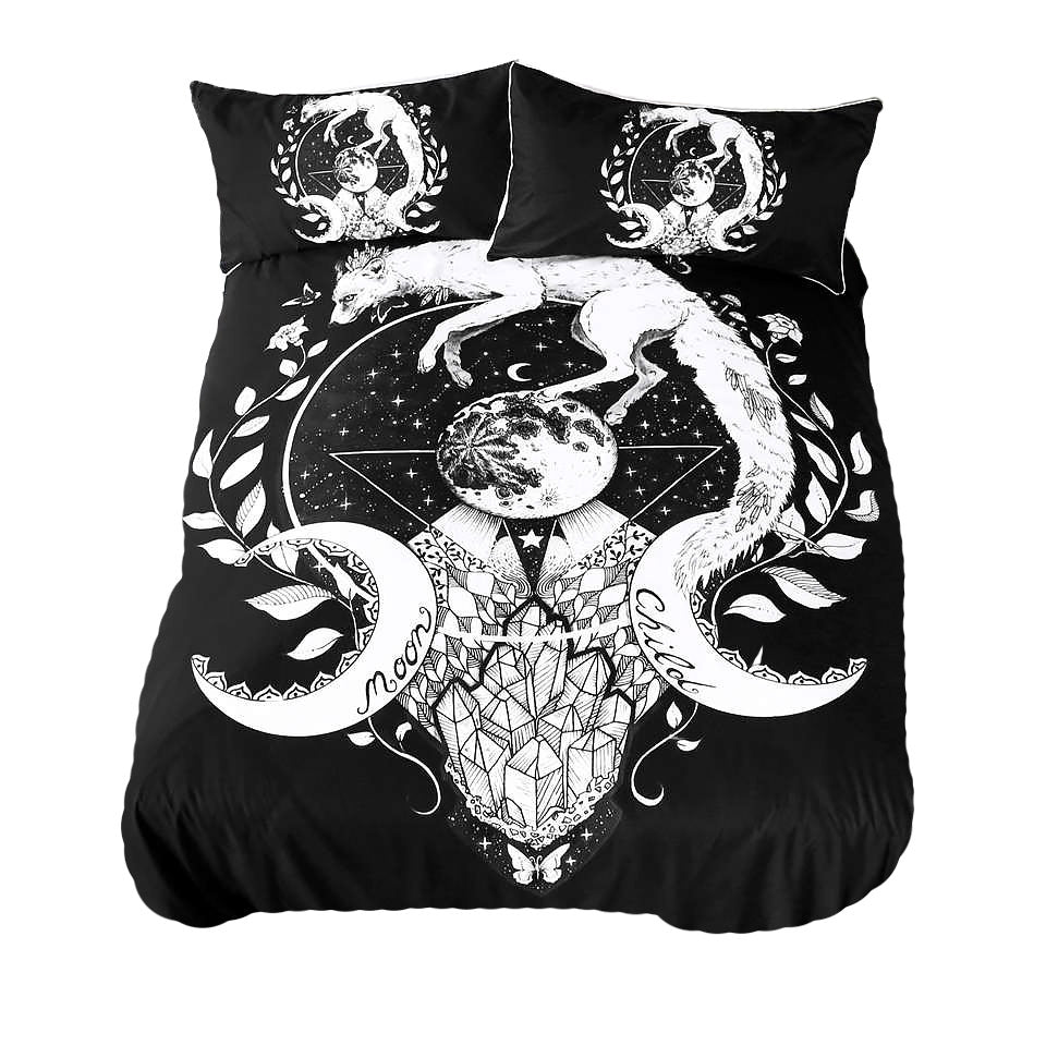 Moon Child Bedding Set AESTHETIC_Witchcore bed sheet bedsheets black SUB CATEGORY_Bedding Sets