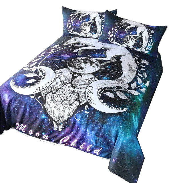 Moon Child Bedding Set AESTHETIC_Witchcore bed sheet bedsheets black SUB CATEGORY_Bedding Sets