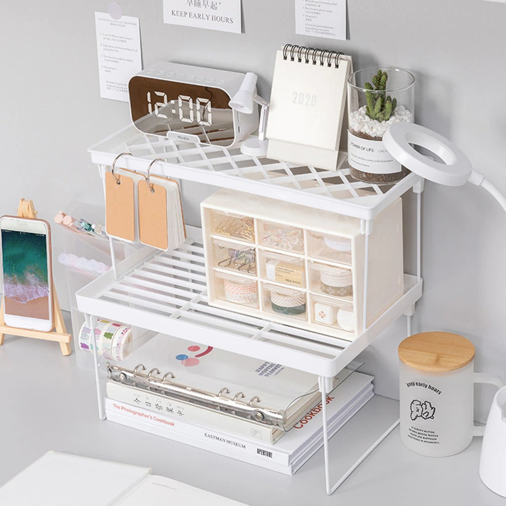 White Desktop Shelf Organizer AESTHETIC_Art Hoe AESTHETIC_Soft Girl SUB CATEGORY_Desk Accessories