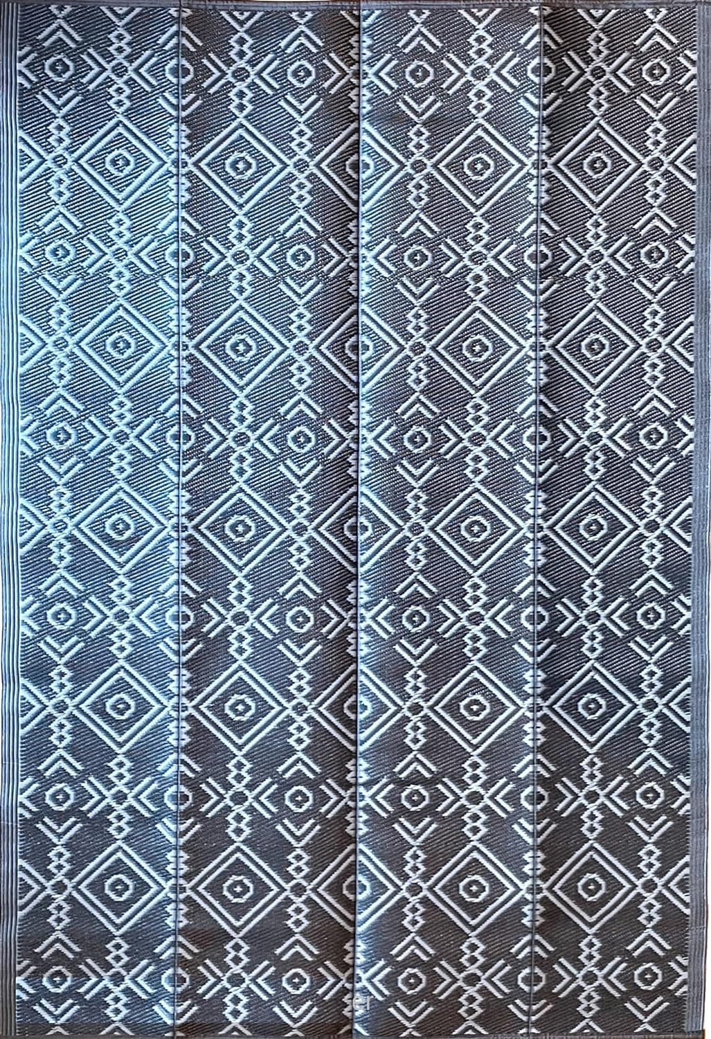 Balajeesusa Outdoor Rug - 5X7 Sky Blue, Black, Grey, Reversible Recycled Plastic Straw Outdoor Patio Rugs Clearance Waterproof Large RV Camper Rug 287 Lawn & Garden Outdoor Décor Outdoor Rugs Patio