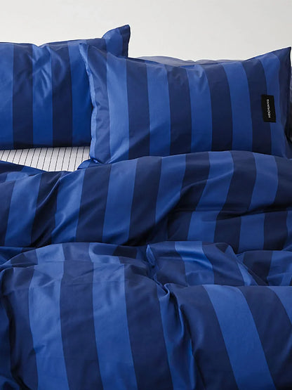 Soft Washed Wide Striped Cotton Bedding Set