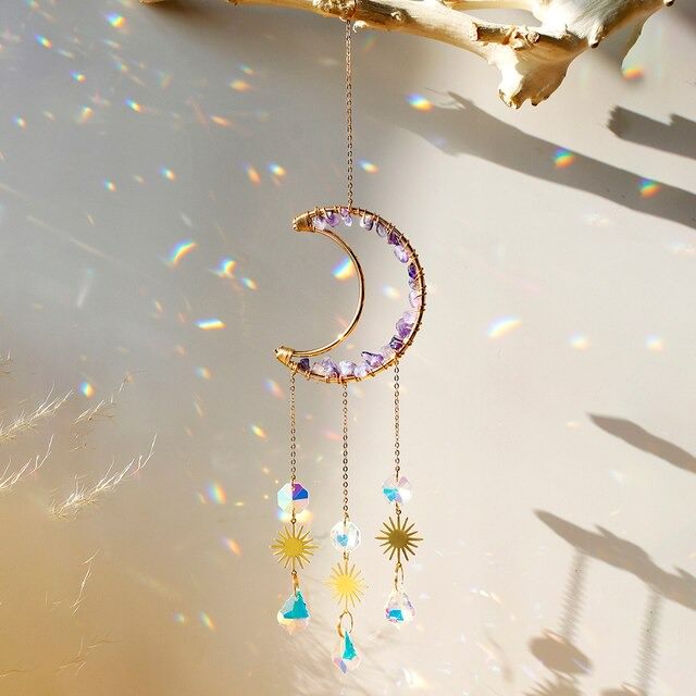 Amethyst Moon Suncatcher AESTHETIC_Fairycore AESTHETIC_Witchcore light catcher lightcatcher SUB CATEGORY_Suncatchers sun catcher