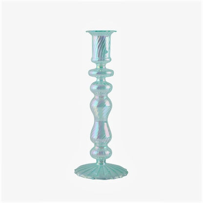 Aqua Blue Glass Candle Holder blown glass candle holder set candleholder