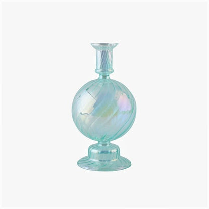 Aqua Blue Glass Candle Holder blown glass candle holder set candleholder