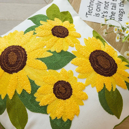 Aesthetic Sunflowers Embroidered Cushion Cover cute flower embroidered little flower SUB CATEGORY_Cushion Covers