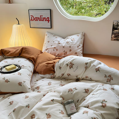 Set biancheria da letto autunnale con stampa rose vintage