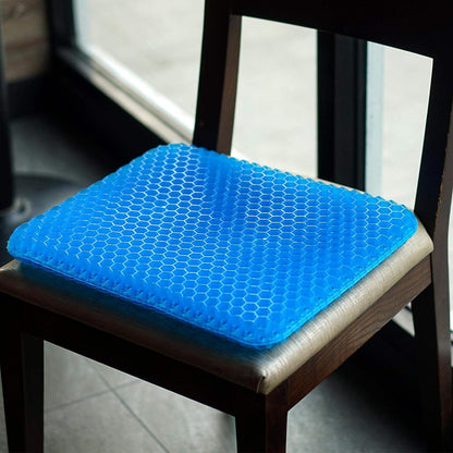 Gel Seat Cushion (Blue) for Office Chair, Wheelchair, Car, Double Decker Office Seat Pad with Non-Slip Cover Breathable for Sciatica and Tailbone Pain Relief (Black - Square Seat Cushion) Back & Seat Cushions Furniture Accessories Office Furniture & Lighting Office Products