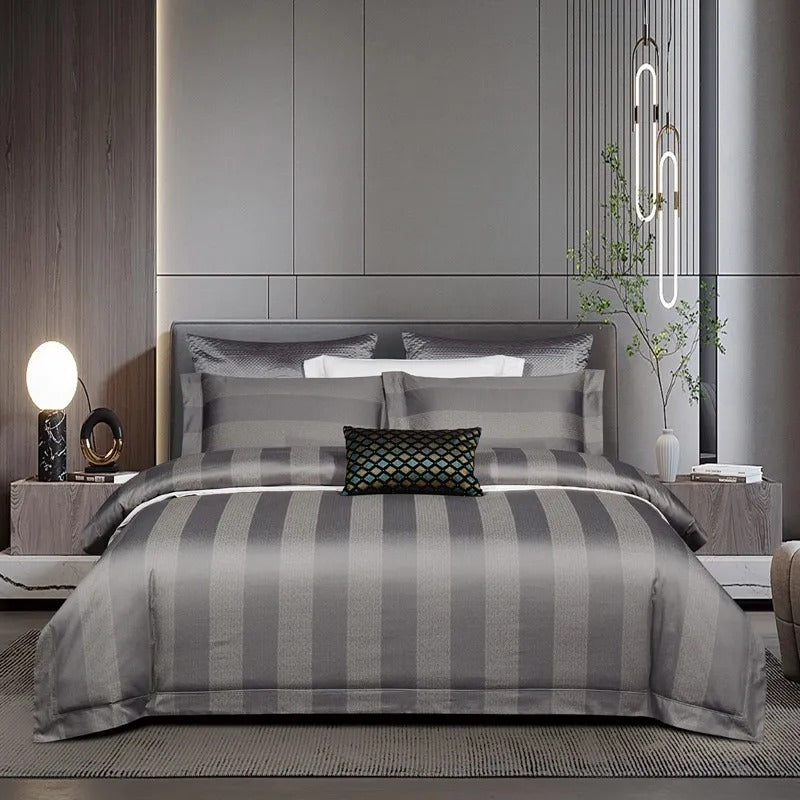 Carissa Striped Jacquard Luxury Cotton Bedding Set