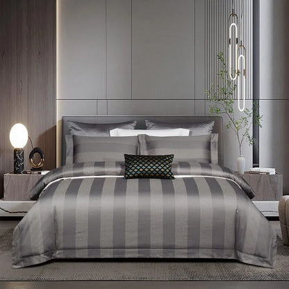 Carissa Striped Jacquard Luxury Cotton Bedding Set