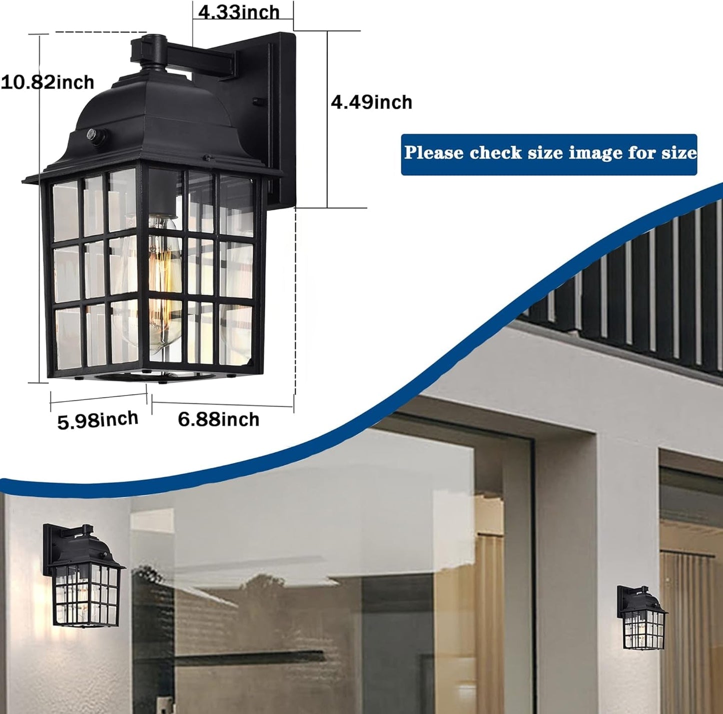 Dusk to Dawn Outdoor Wall Lights Aluminum Anti-Rust Exterior Light Fixture Wall Black Porch Lights Outdoor Wall Sconces Sensor Outdoor Light Fixture Waterproof Outdoor Wall Lantern 2 Pack Lighting & Ceiling Fans Outdoor Lighting Porch & Patio Lights Tools & Home Improvement Wall Lights