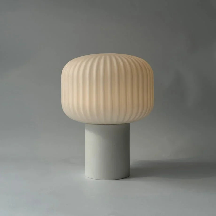 Pleated Glass Mushroom Accent Lamp