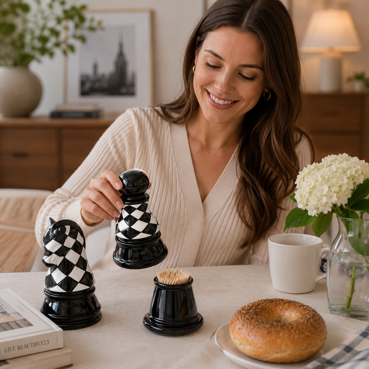 Ceramic Chess Piece Toothpick Holder - Luxury Desktop Decor Ceramic Decor Home decor Toothpick holder