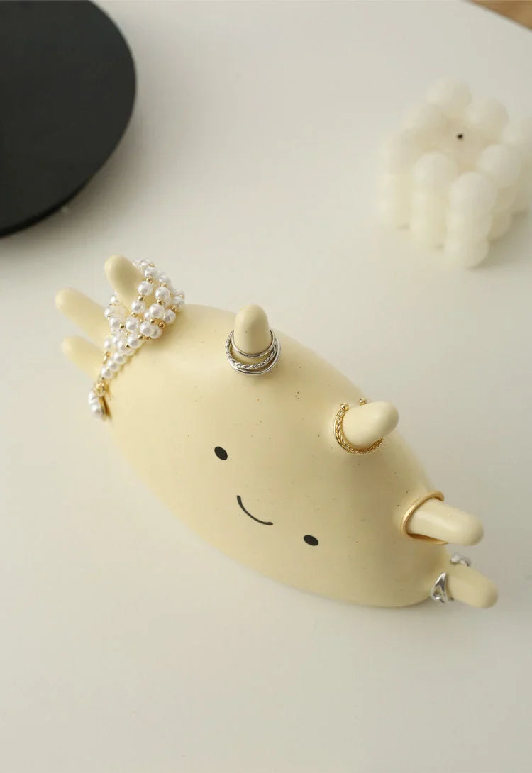Matte Ceramic Smiling Sun Jewelry Organizer