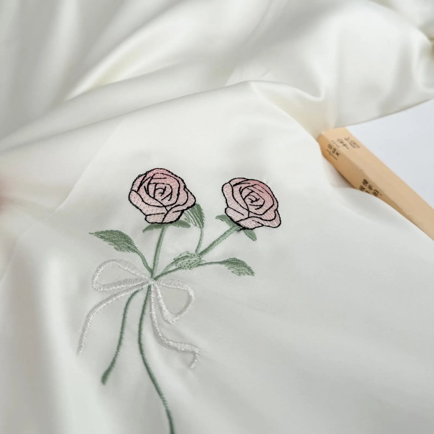 Silky Embroidered Butterfly & Rose Tencel Bedding Set