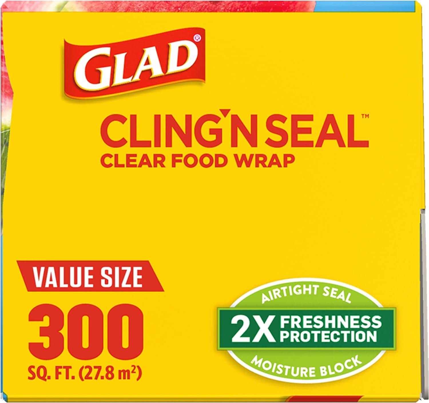 Glad Cling N Seal Plastic Food Wrap, 300 Square Foot Roll - 4 Pack (Package May Vary) Disposable Food Storage Health & Household Household Supplies Paper & Plastic