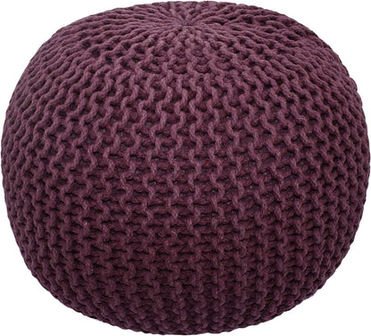 COTTON CRAFT round Pouf - Hand Knitted Tweed Cable Dori Pouf Ottoman - Cotton Braid Cord Foot Stool Floor Pouf Footrest Accent Seat Furniture Bean Bag - Family Room Kids Nursery Dorm - 20X14 - Natural Furniture Home & Kitchen Living Room Furniture Ottomans