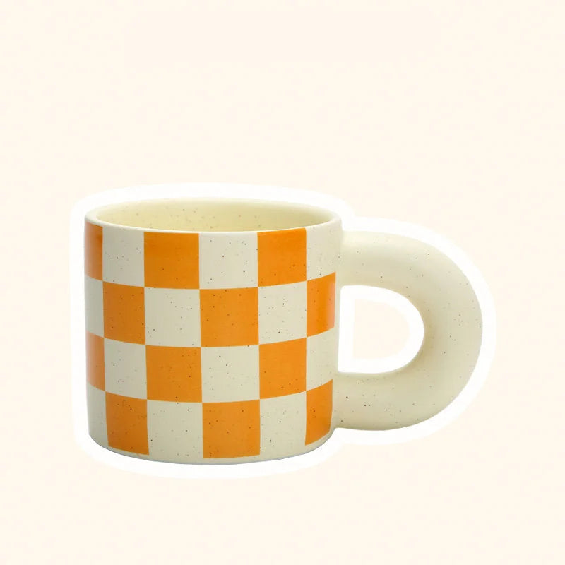 Chunky Checkered Ceramic Mug