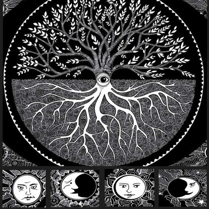 Black and White Tapestry for Bedroom, Tree of Life Sun Moon Tapestry Wall Hanging 130 * 150CM Home & Kitchen Home Décor Products Tapestries