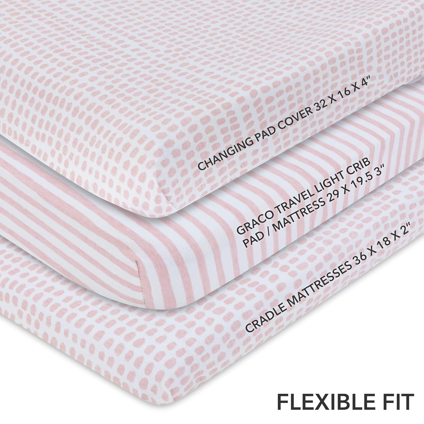 Ely'S & Co. Patent Pending Waterproof Changing Pad Cover Set | Cradle Sheet Set by Ely'S & Co No Need for Changing Pad Liner Mauve Pink Splash & Stripe 2 Pack for Baby Girl Baby Products Changing Table Pads & Covers Covers Diapering