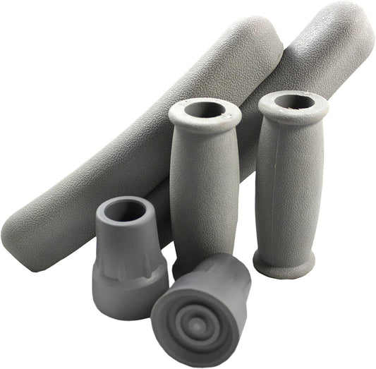 Cornucopia Replacement Crutch Parts Set, Comfortable Gray Rubber Pads Underarm Cushions, Hand Grips, and Feet Caps, Fits Standard Aluminum Crutches Canes Crutch Accessories Crutch Pads Crutches & Accessories Medical Supplies & Equipment Mobility & Daily Living Aids Mobility Aids & Equipment