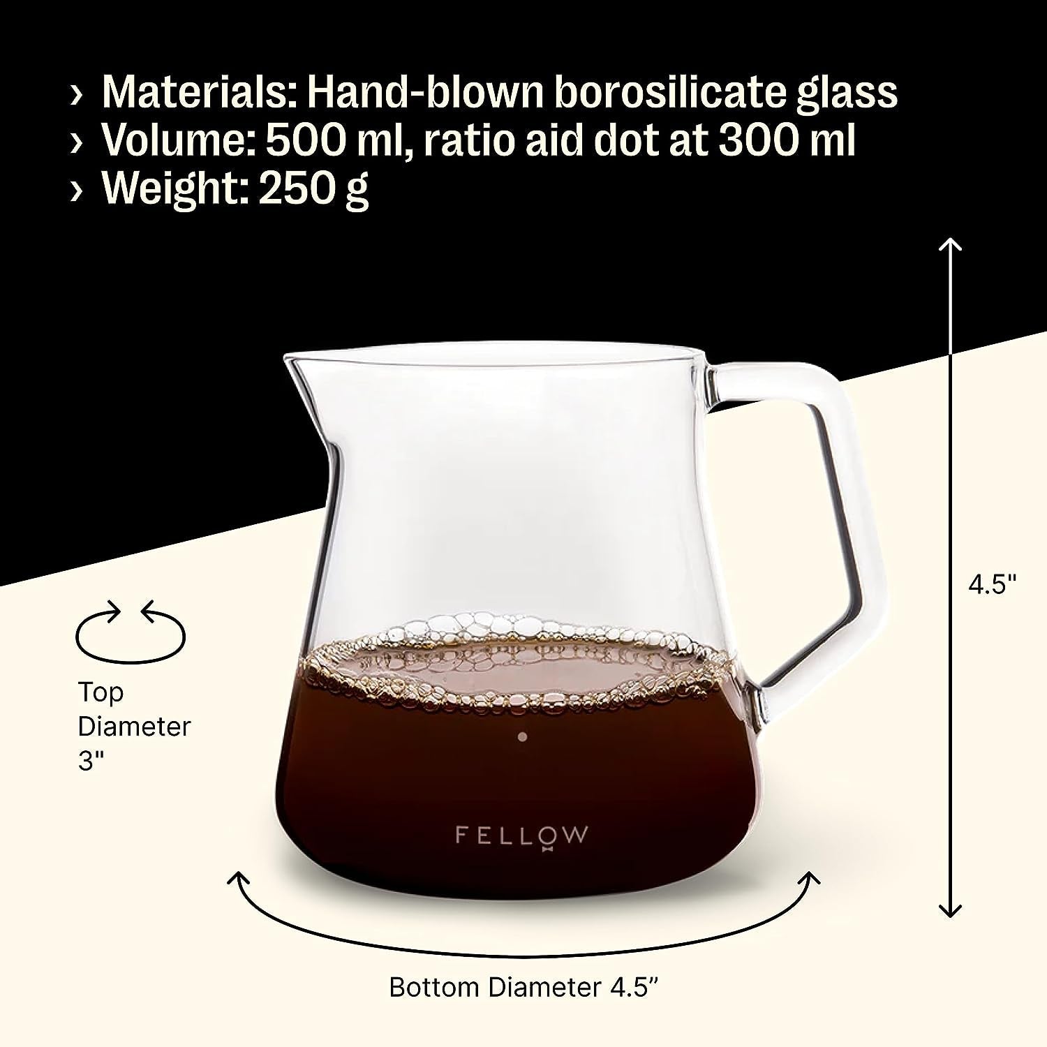 Fellow Mighty Small Glass Carafe - Manual Pour over Coffee Beaker and Tea Steeper, Borosilicate Glass Decanter, 16.9 Oz Smoke Grey Container Beverage Serveware Carafes Dining & Entertaining Dinnerware & Serveware Home & Kitchen Kitchen & Dining Serveware