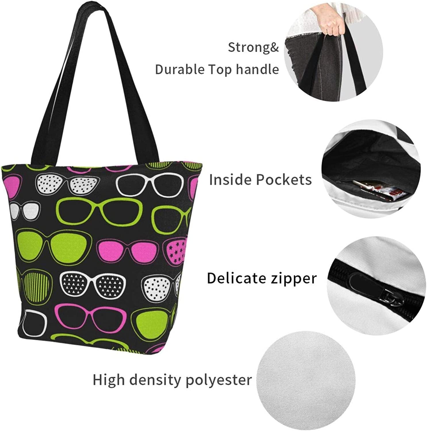 Antcreptson Eyeglasses Pop-Art Canvas Tote Bag for Women Travel Work Shopping Grocery Top Handle Purses Large Totes Reusable Handbags Cotton Shoulder Bags for Women Travel Work Shopping Grocery Home & Kitchen Kitchen & Dining Luggage & Bags Reusable Grocery Bags Shopping Totes Storage & Organization Travel & To-Go Food Containers