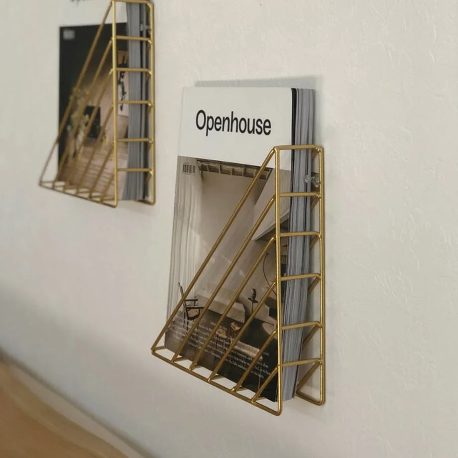 Geometric Wireframe Metal Magazine Rack
