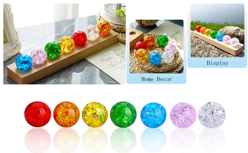 7 boules de guérison des chakras avec support en bois LED