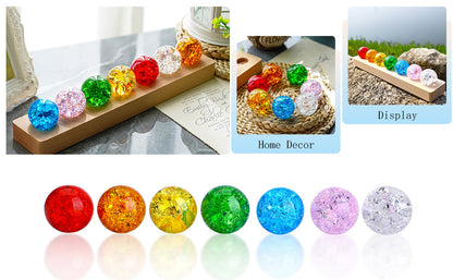 7 boules de guérison des chakras avec support en bois LED