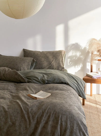 Textured Botanical Washed Cotton Bedding Set