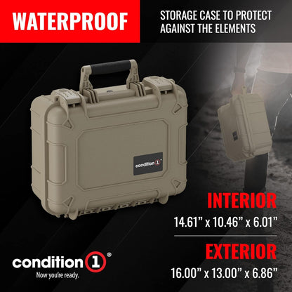 Condition 1 16" Medium Waterproof Protective Hard Case with Foam, 16" X 13" X 7" #179, Watertight IP67 Dust Proof and Shock Proof TSA Approved Portable Carrier Diving & Snorkeling Dry Boxes Sports Sports & Outdoors Water Sports