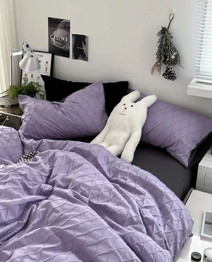 Crinkled Pintuck Washed Cotton Bedding Set