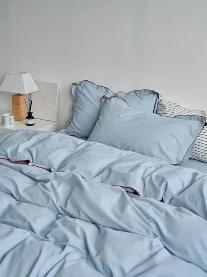 Soft Ruffle Trim Washed Cotton Bedding Set