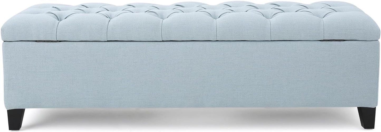 Christopher Knight Home Ottilie Fabric Storage Ottoman, Light Sky, Dimensions: 17.50 Inches Deep X 51.00 Inches Wide X 17.00 Inches High. Furniture Home & Kitchen Living Room Furniture Ottomans