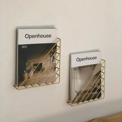 Geometric Wireframe Metal Magazine Rack