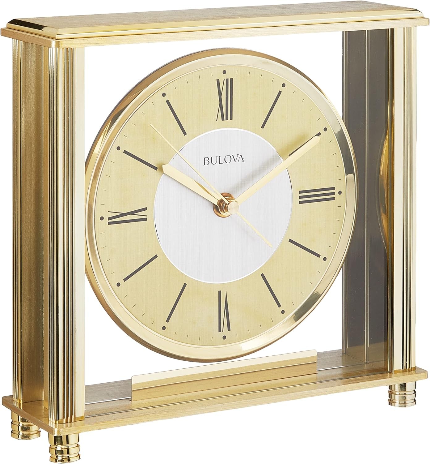 Bulova B1700 Grand Prix Clock, Brass Clocks Desk & Shelf Clocks Home & Kitchen Home Décor Products