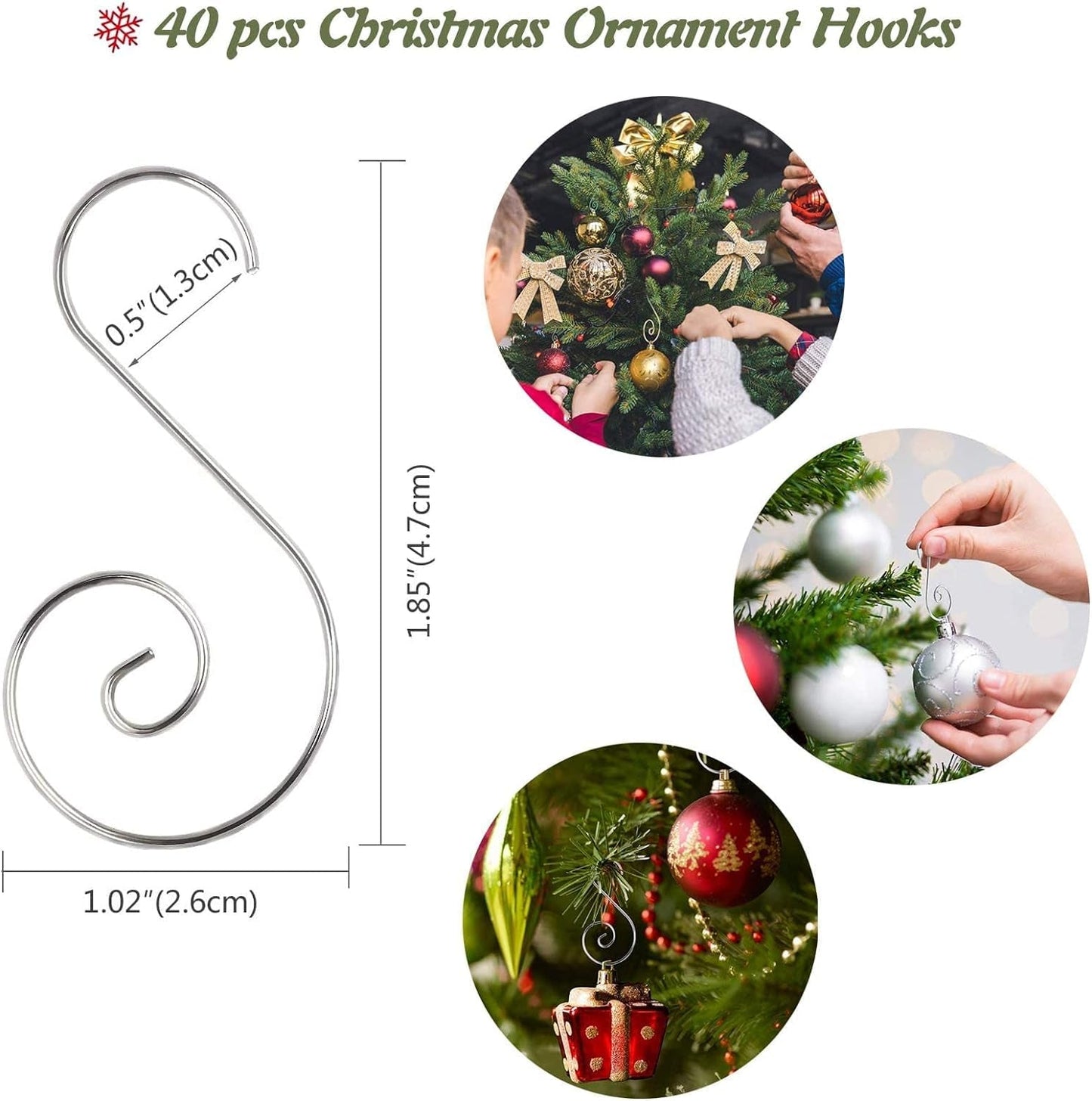 Christmas Stockings 12" Large Size, 3 Pcs Christmas Tote Gift Bags and Christmas Hat, Christmas Tree Decorations Gifts for Family Holiday Christmas Party Decoration, 40Pcs Christmas Ornament Hooks Home & Kitchen Ornament Hooks Seasonal Décor