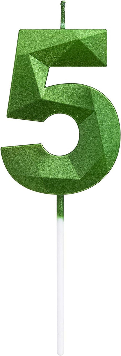 Green Happy Birthday Cake Candles,Wedding Cake Number Candles,3D Design Cake Topper Decoration for Party Kids Adults (Green Number 6) Birthday Candles Candles Candles & Holders Home & Kitchen Home Décor Products Specialty Candles